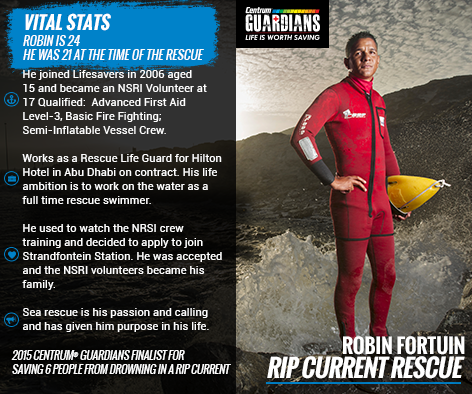 Robin Fortuin, a Volunteer Rescue Swimmer, a 2015 Centrum® Guardians finalist.